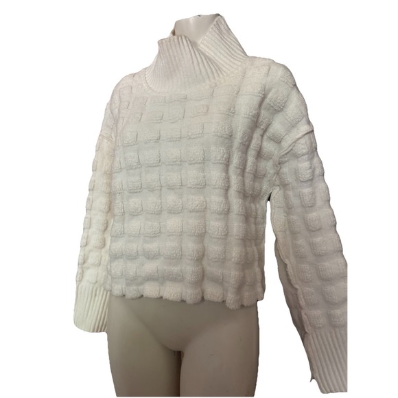 Free People We The Free Sweater Soul Searcher Mock Neck Off White Chunky S M - Picture 6 of 9